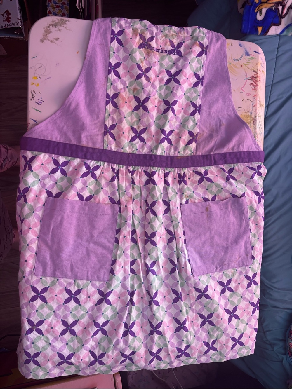 American Girl Pink and Purple Patterned Adult Apron